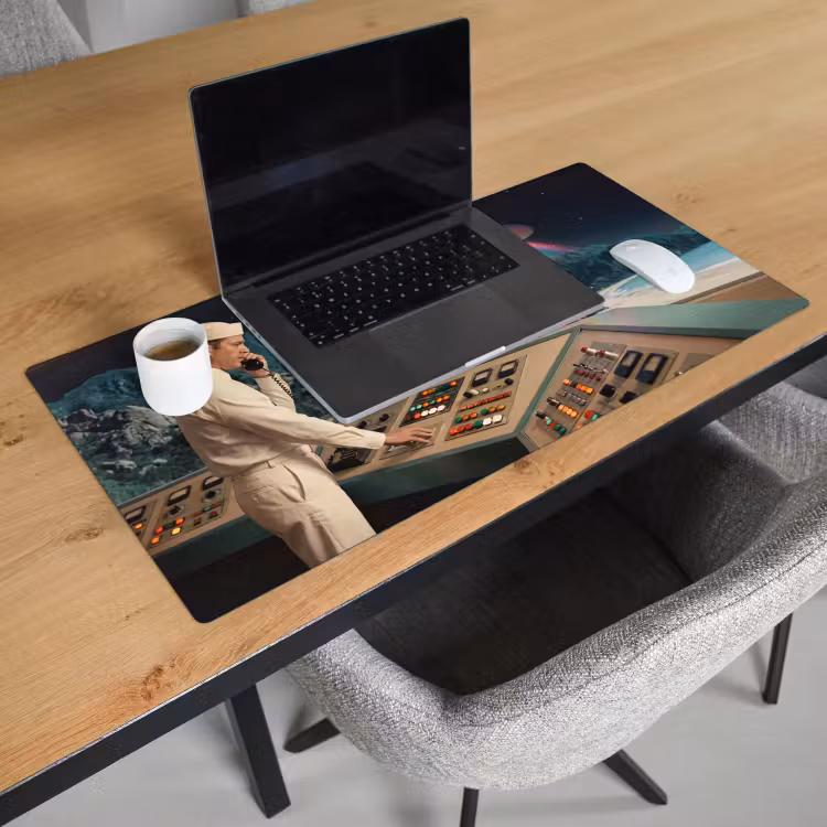Desk Mat - Man - Control Room - Beach - Man - Controlekamer - Strand Muismat XXL klein