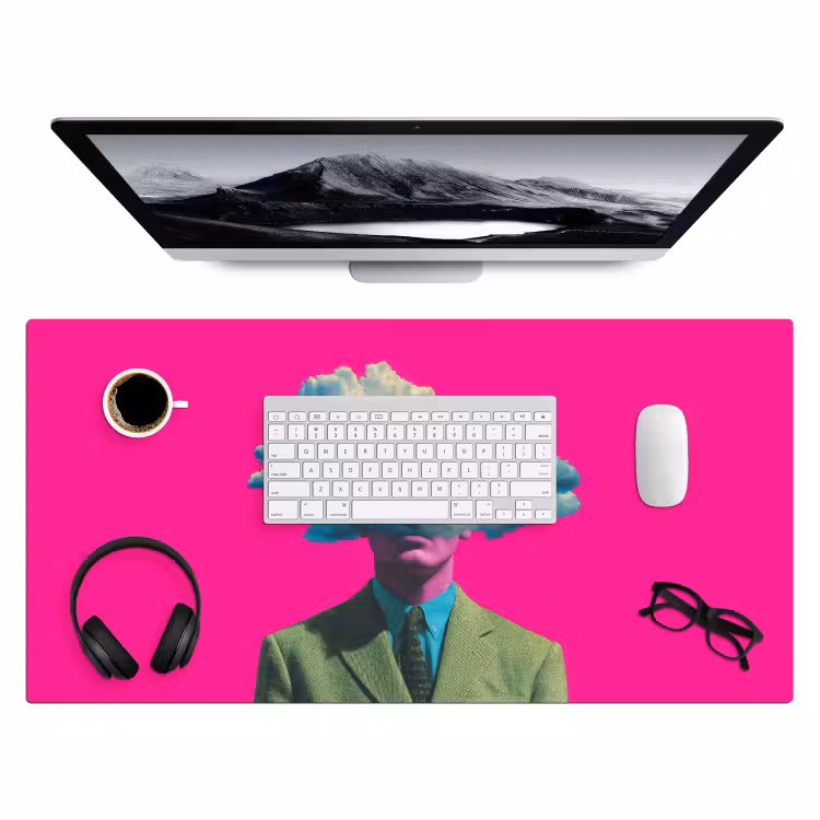 Man - Pak - Wolk - Roze Muismat XXL klein -3d