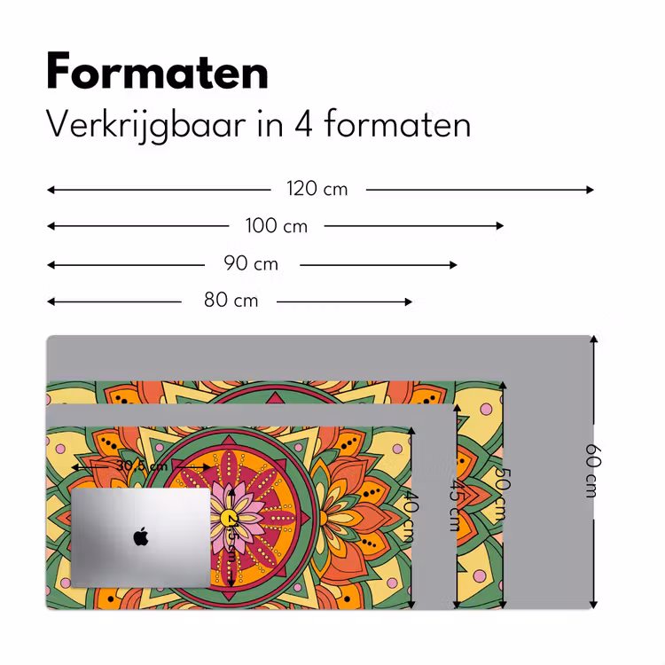Mandala - Bloemen - Abstract - Kleurrijk Muismat XXL klein -sfeer5