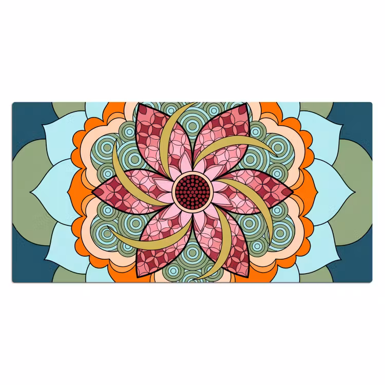 Mandala - Geometrisch - Kunst - Decoratief - Kleurrijk Muismat XXL klein -3d_leeg