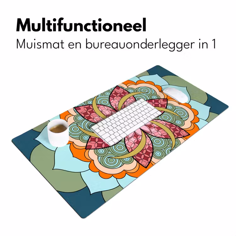 Mandala - Geometrisch - Kunst - Decoratief - Kleurrijk Muismat XXL klein -sfeer4