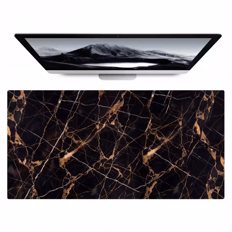 Marmer - Goud - Abstract - Zwart Muismat XXL klein -zzz3d