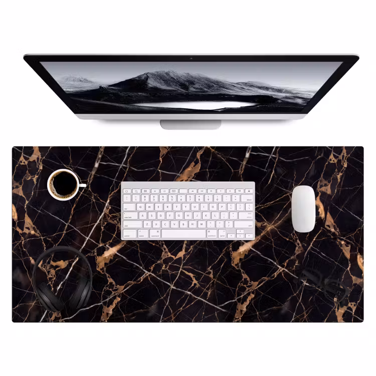 Marmer - Goud - Abstract - Zwart Muismat XXL klein -3d