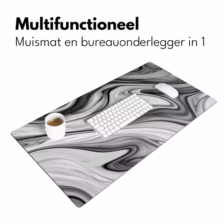 Marmer - Patronen - Grijs - Marmerlook - Zwart Muismat XXL klein -sfeer4