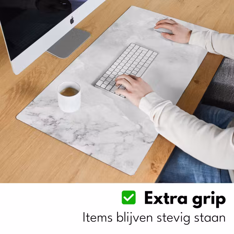 Marmer - Steen - Wit - Grijs - Marmerlook Muismat XXL klein -sfeer3