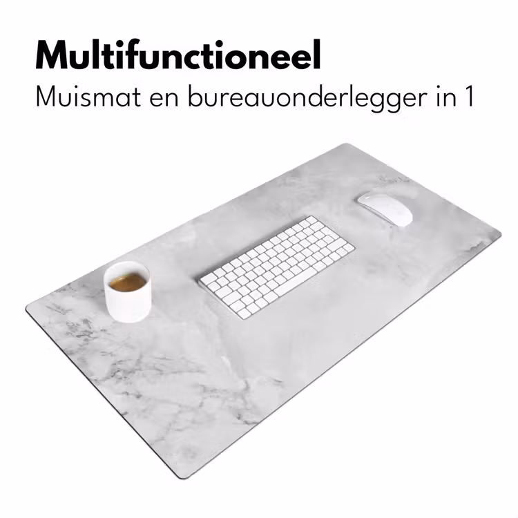 Marmer - Steen - Wit - Grijs - Marmerlook Muismat XXL klein -sfeer4