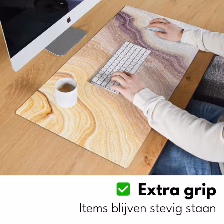 Marmer - Textuur - Zandsteen - Goud - Marmerlook Muismat XXL klein -sfeer3