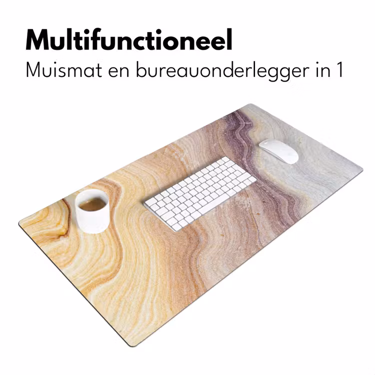 Marmer - Textuur - Zandsteen - Goud - Marmerlook Muismat XXL klein -sfeer4
