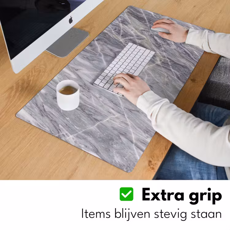 Marmer - Ader - Patroon - Abstract - Grijs Muismat XXL klein -sfeer3