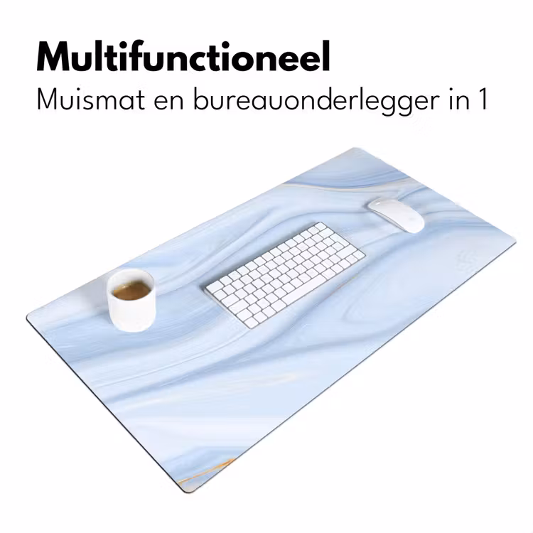 Marmer - Golf - Blauw - Patronen - Marmerlook - Pastel Muismat XXL klein -sfeer4