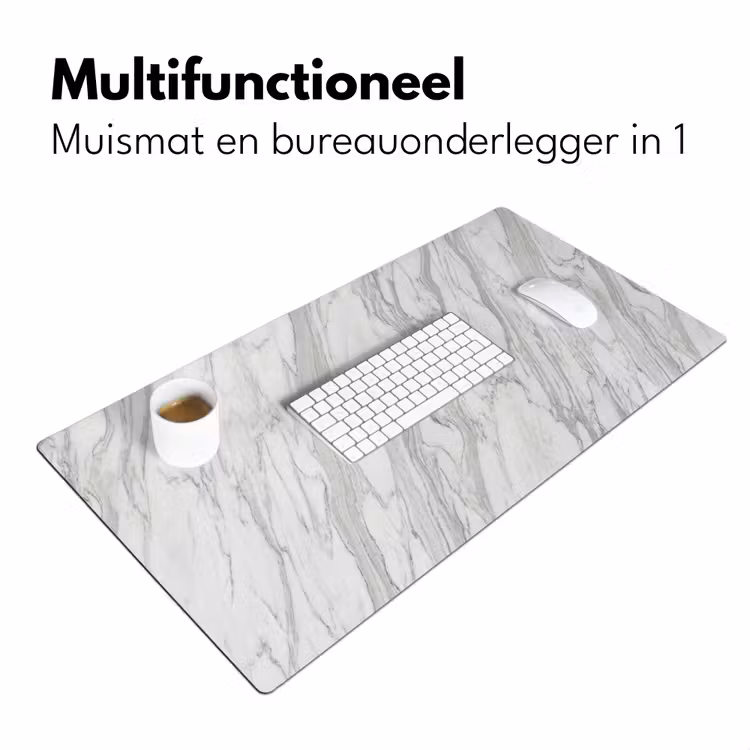 Marmer - Wit - Grijs - Structuur - Modern Muismat XXL klein -sfeer4