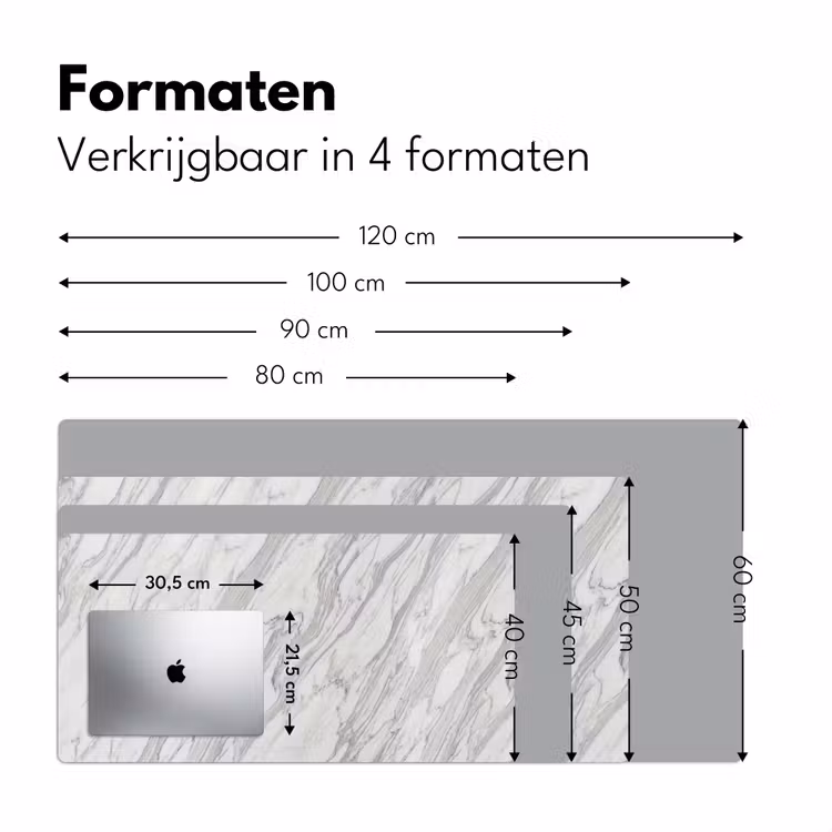 Marmer - Wit - Grijs - Structuur - Modern Muismat XXL klein -sfeer5