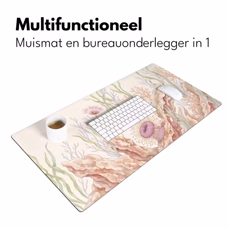 Zeeleven - Koraal - Onderwater - Illustratie - Kleurrijk Muismat XXL klein -sfeer4