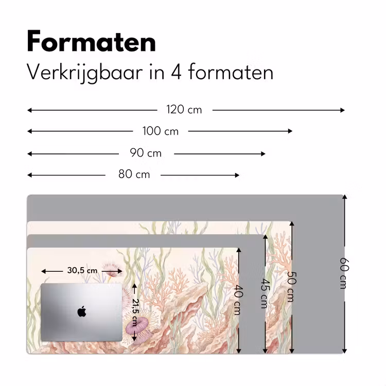 Zeeleven - Koraal - Onderwater - Illustratie - Kleurrijk Muismat XXL klein -sfeer5