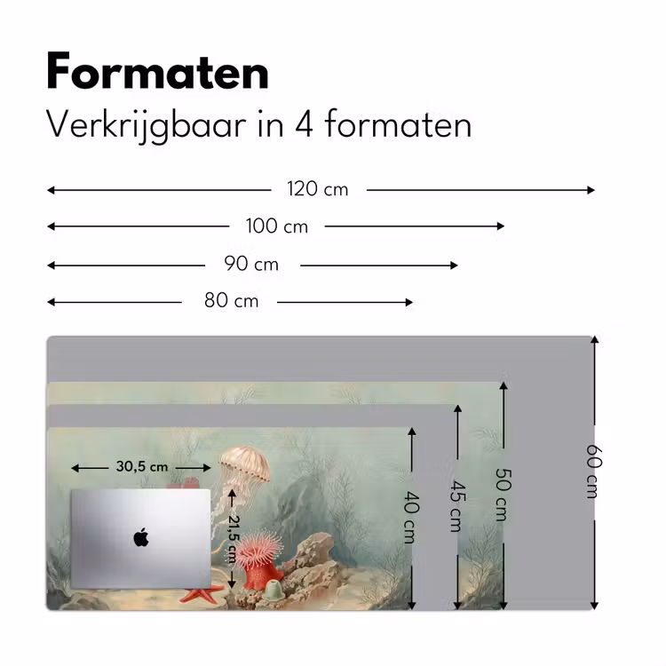 Zeeleven - Kwal - Onderwater - Illustratie - Beige Muismat XXL klein -sfeer5