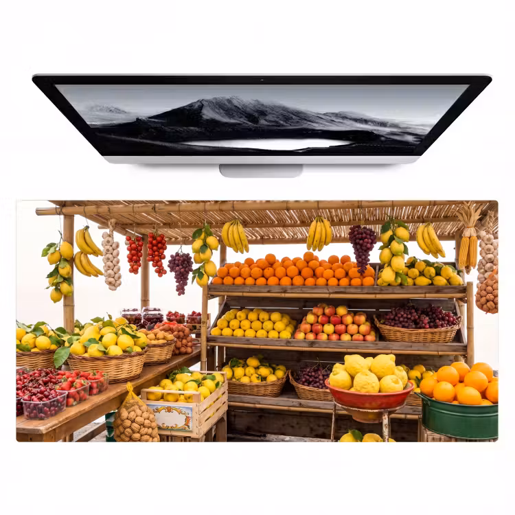 Desk Mat - Market Stall - Fruit - Fresh - Marktkraam - Fruit - Vers Muismat XXL klein