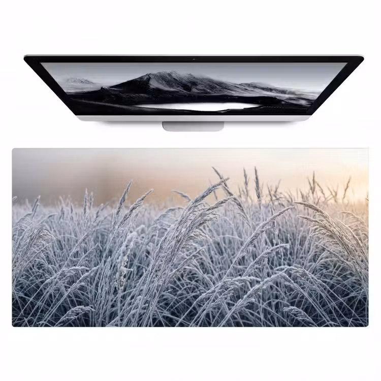 Rijp - Gras - Kristallen - Winter - Minimalistisch Muismat XXL klein -zzz3d
