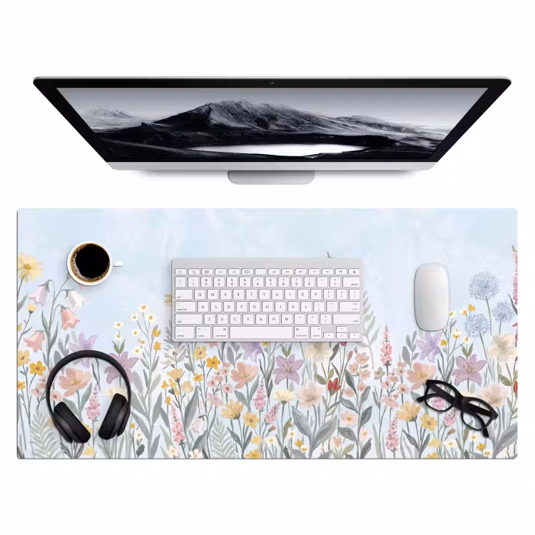 Weidebloemen - Illustratie - Kleurrijk Muismat XXL klein -3d