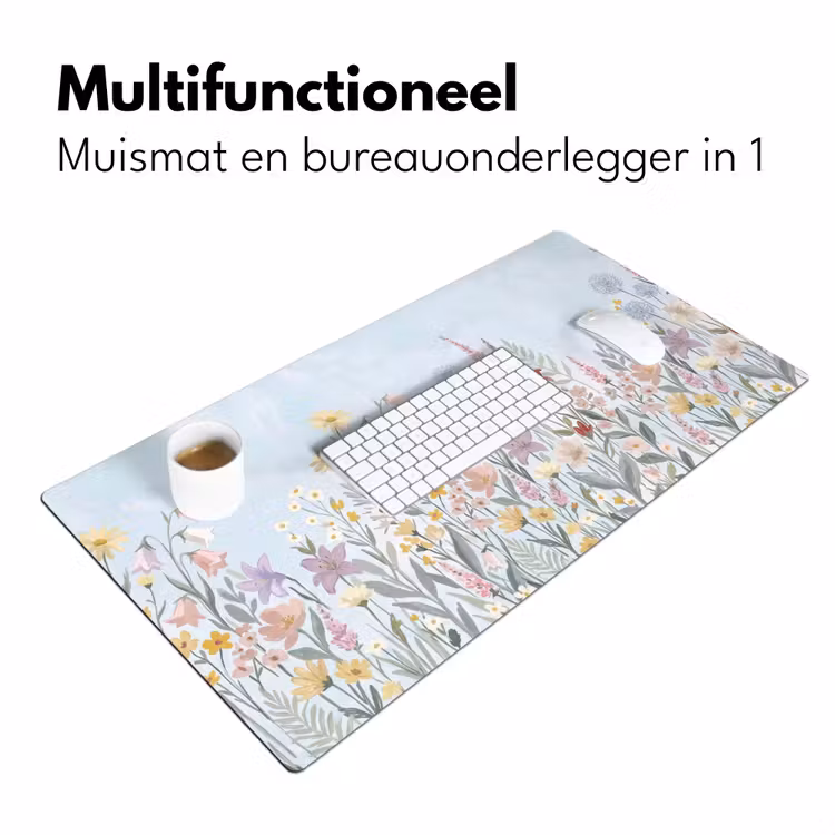 Weidebloemen - Illustratie - Kleurrijk Muismat XXL klein -sfeer4