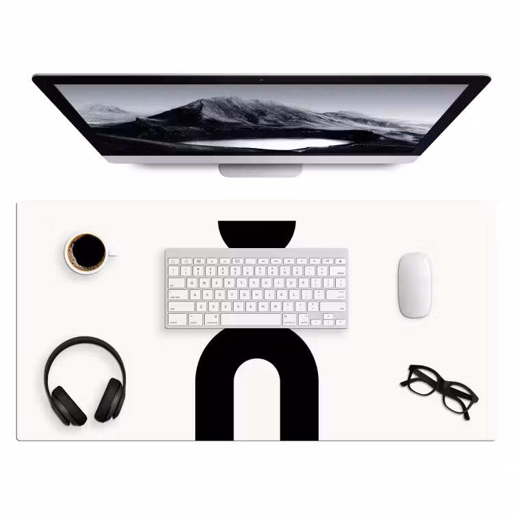 Desk Mat - Minimalist - Art - White - Minimalistisch - Kunst - Wit Muismat XXL klein