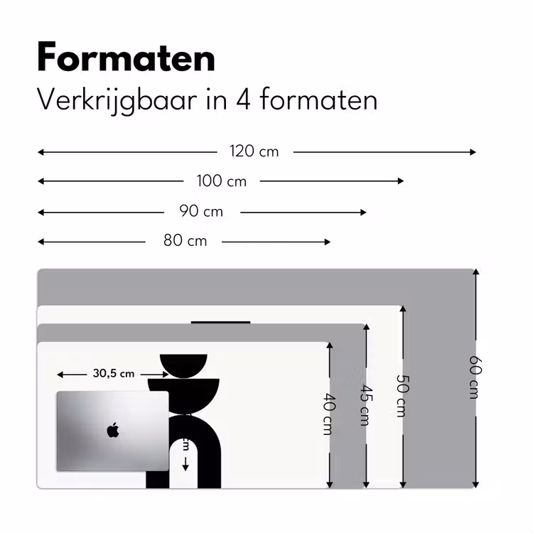Desk Mat - Minimalist - Art - White - Minimalistisch - Kunst - Wit Muismat XXL klein