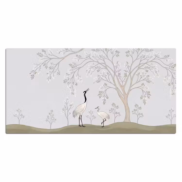 Minimalistisch - Kraanvogels - Blauw Muismat XXL klein -3d_leeg