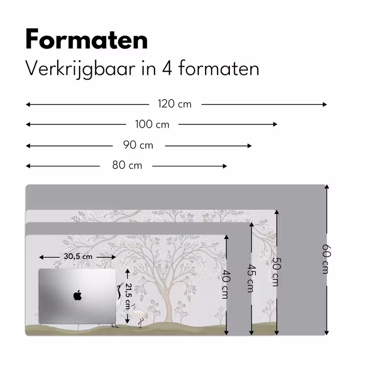 Minimalistisch - Kraanvogels - Blauw Muismat XXL klein -sfeer5