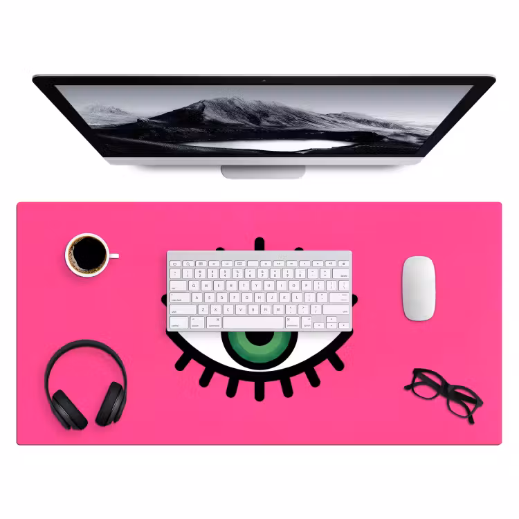 Minimalistisch - Oog - Roze Muismat XXL klein -3d