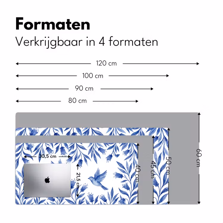 Modern - Vogels - Delfts - Blauw Muismat XXL klein -sfeer5