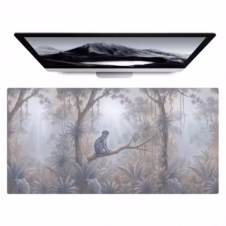 Aap - Boom - Jungle - Natuur - Grijs Muismat XXL klein -zzz3d