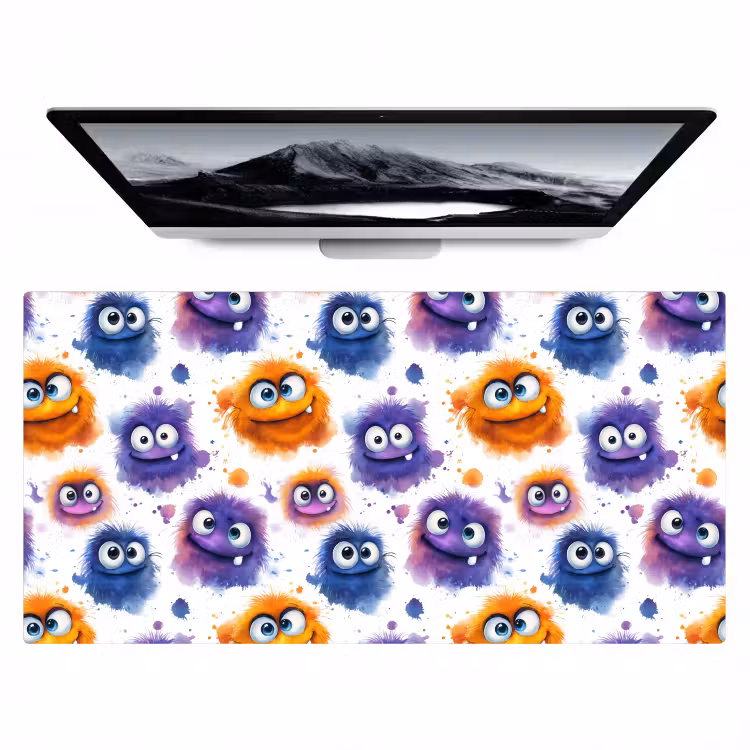 Monstertjes - Aquarel - Kleurrijk Muismat XXL klein 681 -zzz3d
