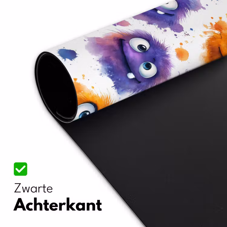 Monstertjes - Aquarel - Kleurrijk Muismat XXL klein 681 -sfeer2