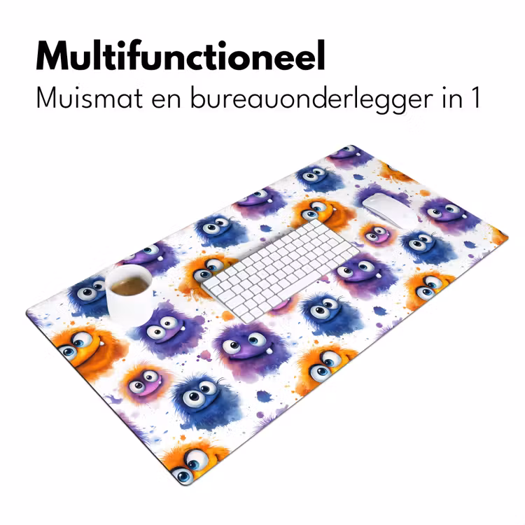 Monstertjes - Aquarel - Kleurrijk Muismat XXL klein 681 -sfeer4