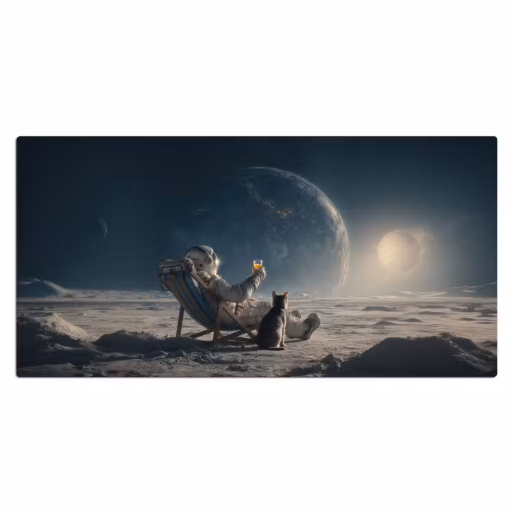 Maan - Kat - Astronaut - Ruimte Muismat XXL klein -3d_leeg