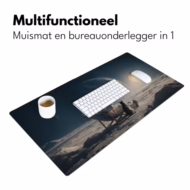 Maan - Kat - Astronaut - Ruimte Muismat XXL klein -sfeer4