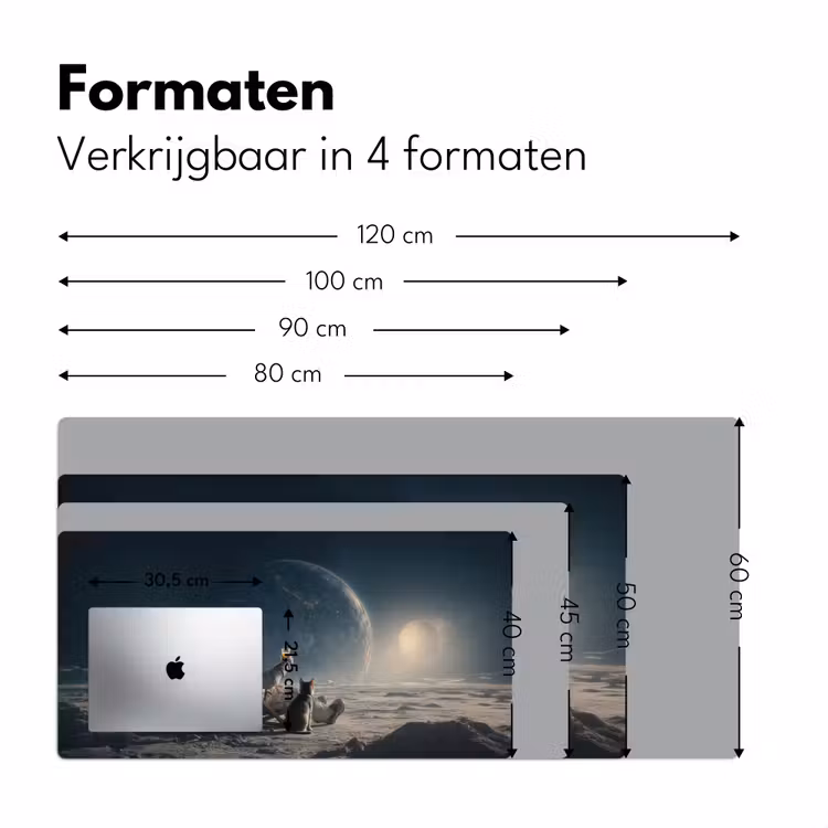 Maan - Kat - Astronaut - Ruimte Muismat XXL klein -sfeer5