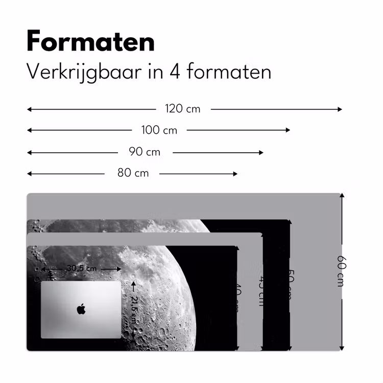 Desk Mat - Moon - Craters - Space - Maan - Kraters - Ruimte Muismat XXL klein