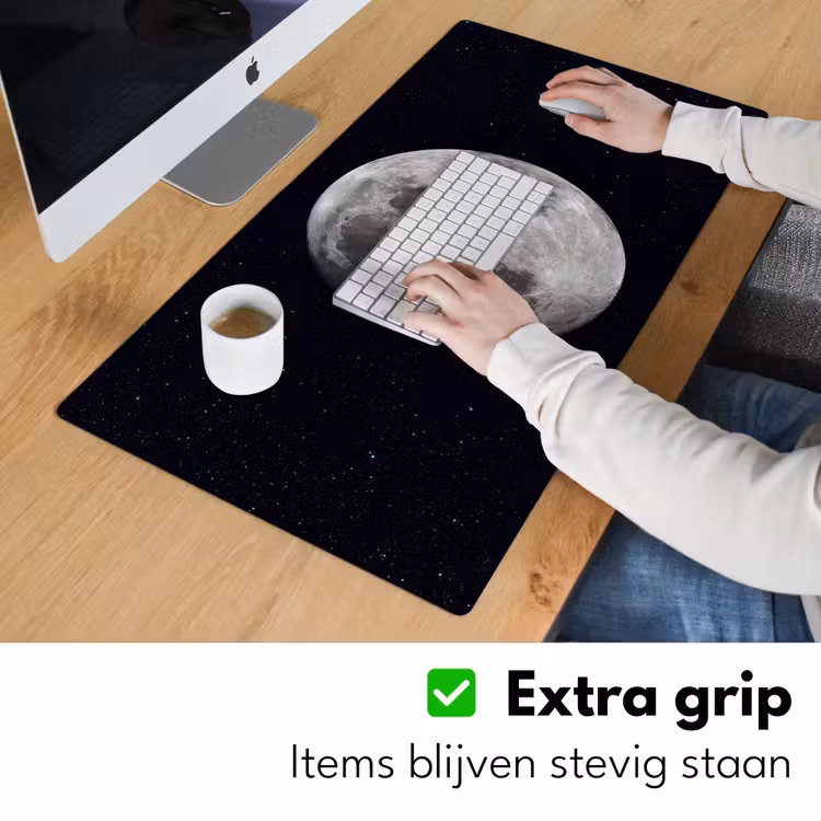 Desk Mat - Moon - Stars - Space - Maan - Sterren - Ruimte Muismat XXL klein