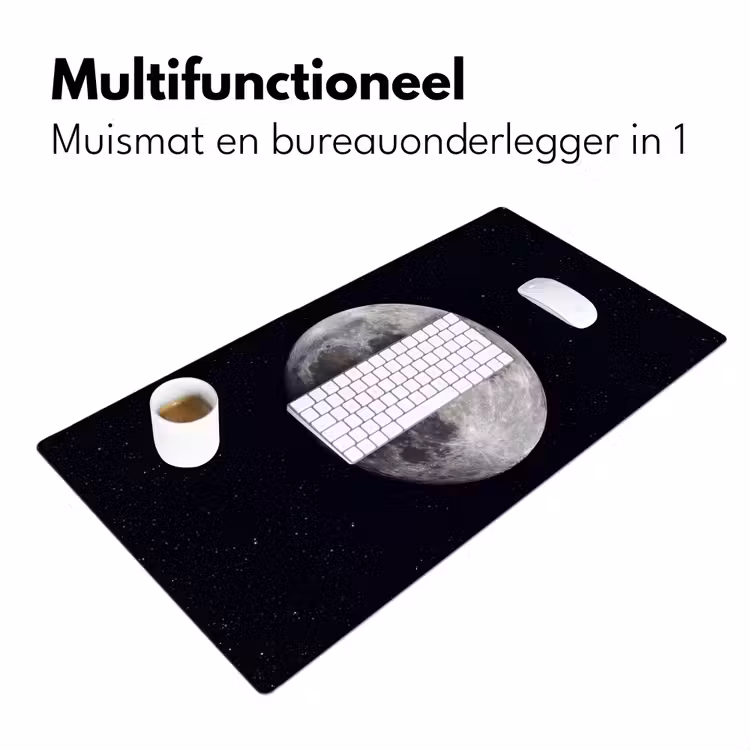 Desk Mat - Moon - Stars - Space - Maan - Sterren - Ruimte Muismat XXL klein