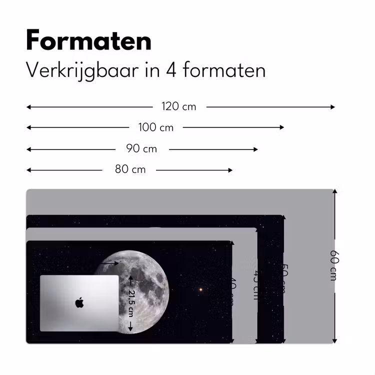 Desk Mat - Moon - Stars - Space - Maan - Sterren - Ruimte Muismat XXL klein