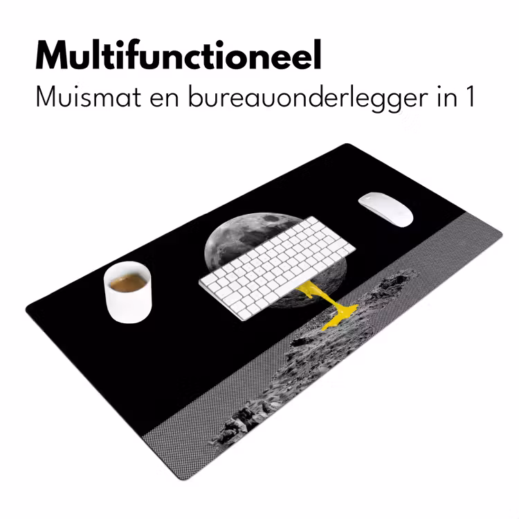 Maan - Geel - Roze - Zwart Muismat XXL klein -sfeer4