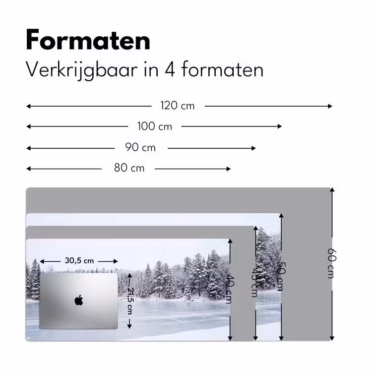 Meer - Dennen - IJs - Winter - Rustgevend Muismat XXL klein -sfeer5