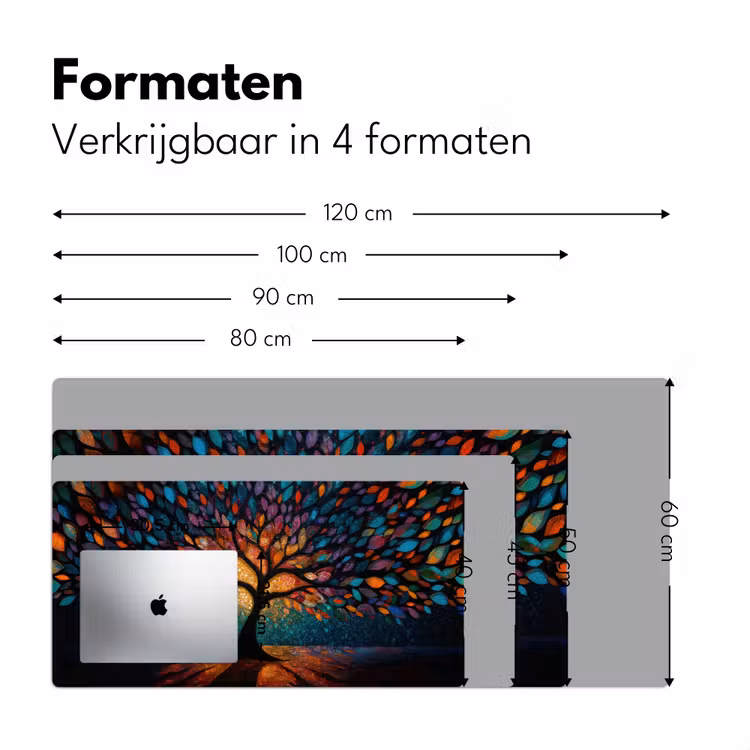 Mozaïek - Kleurrijk - Boom - Takken Muismat XXL klein -sfeer5