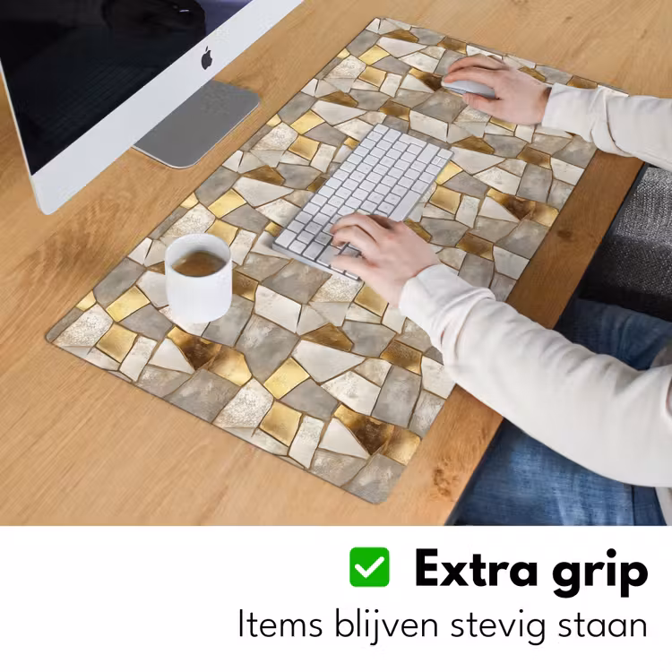 Mozaïek - Marmer - Goud Muismat XXL klein 681 -sfeer3