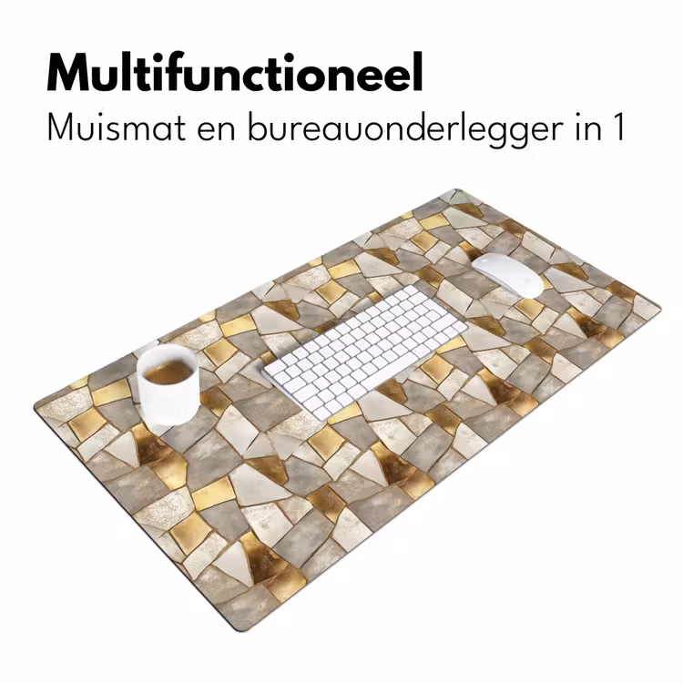 Mozaïek - Marmer - Goud Muismat XXL klein 681 -sfeer4