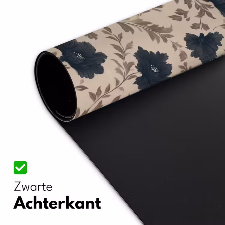 Motief - Bloemen - Zwart - Beige Muismat XXL klein 681 -sfeer2