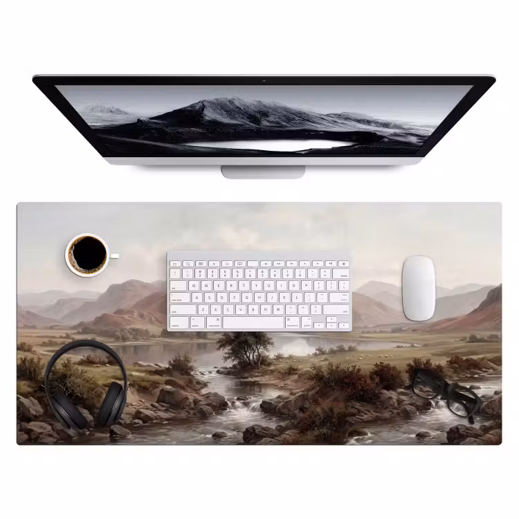 Berglandschap - Meer - Bergen - Vallei - Klassiek Muismat XXL klein -3d