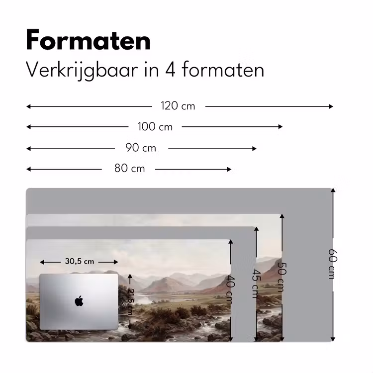 Berglandschap - Meer - Bergen - Vallei - Klassiek Muismat XXL klein -sfeer5