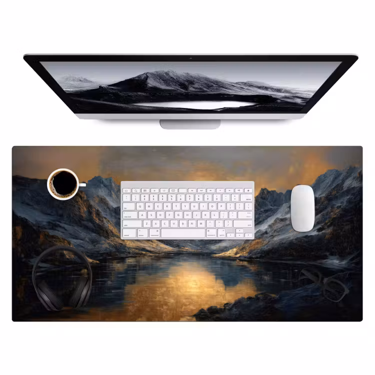 Berglandschap met Gouden Zonsondergang Muismat XXL klein -3d