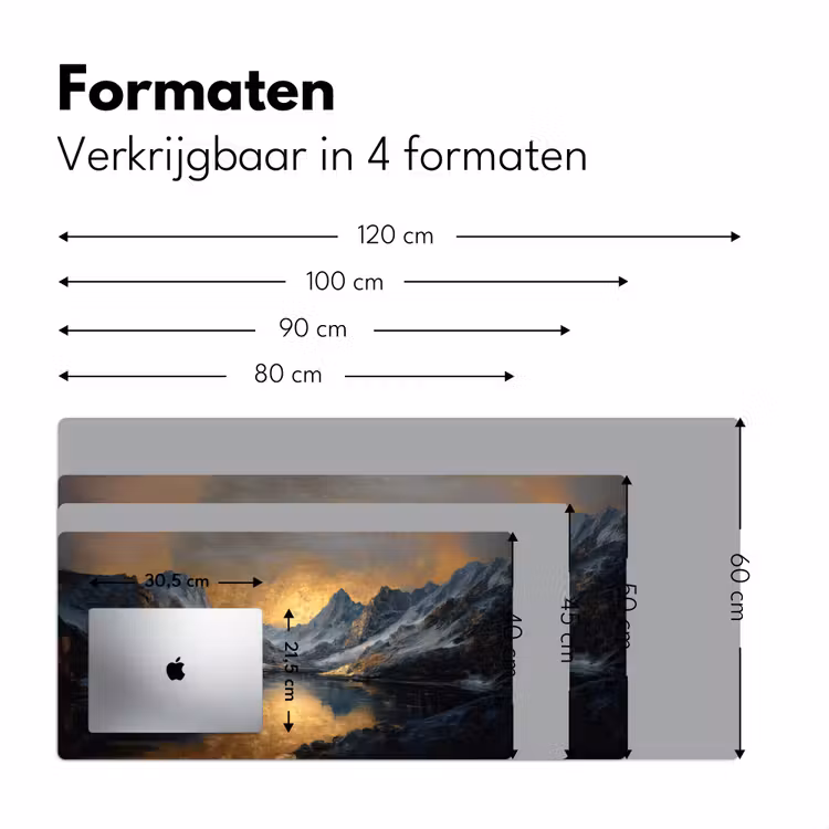 Berglandschap met Gouden Zonsondergang Muismat XXL klein -sfeer5